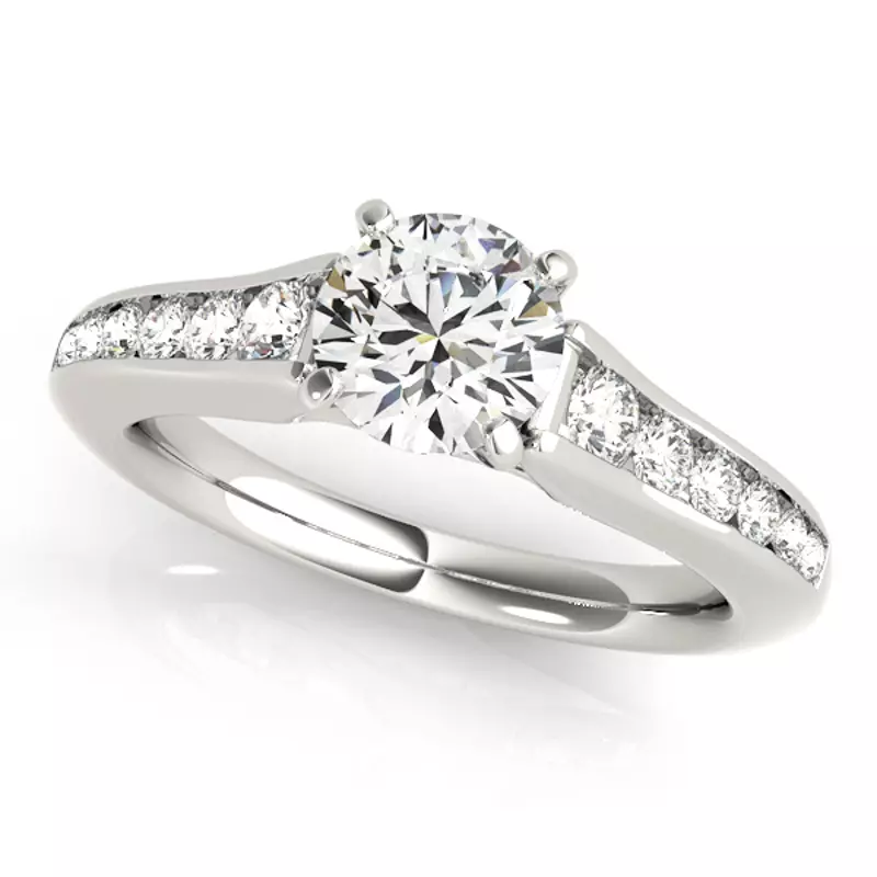 14K White Gold Sable Channel Diamond Engagement Ring