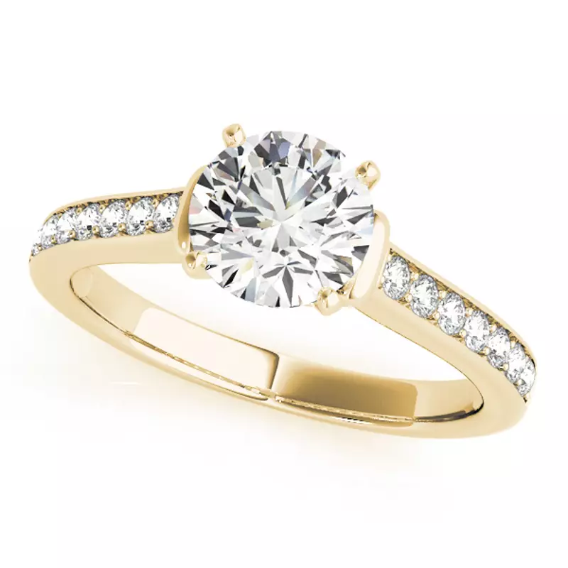 18K Yellow Gold Elea Channel Diamond Engagement Ring With Peek A Boo Diamonds