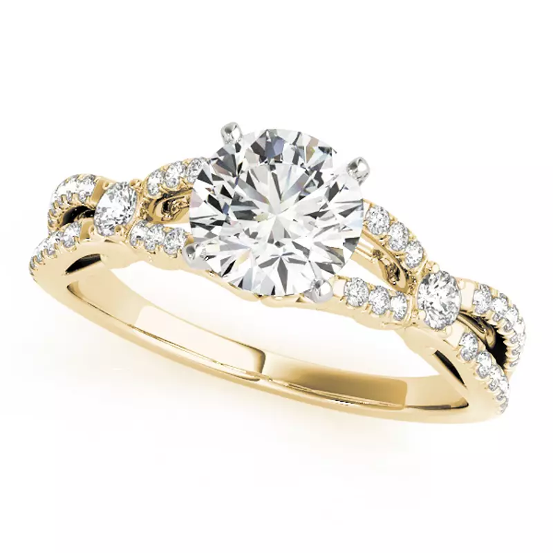 14K Yellow Gold Charlize Pavé Diamond Engagement Ring