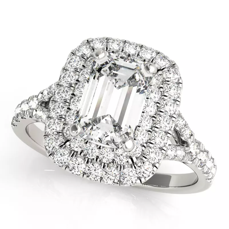 18K White Gold Hadley Double Halo Engagement Ring