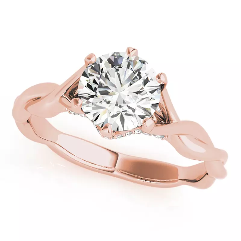 14K Rose Gold Skylar 6 Prong Twist Engagement Ring