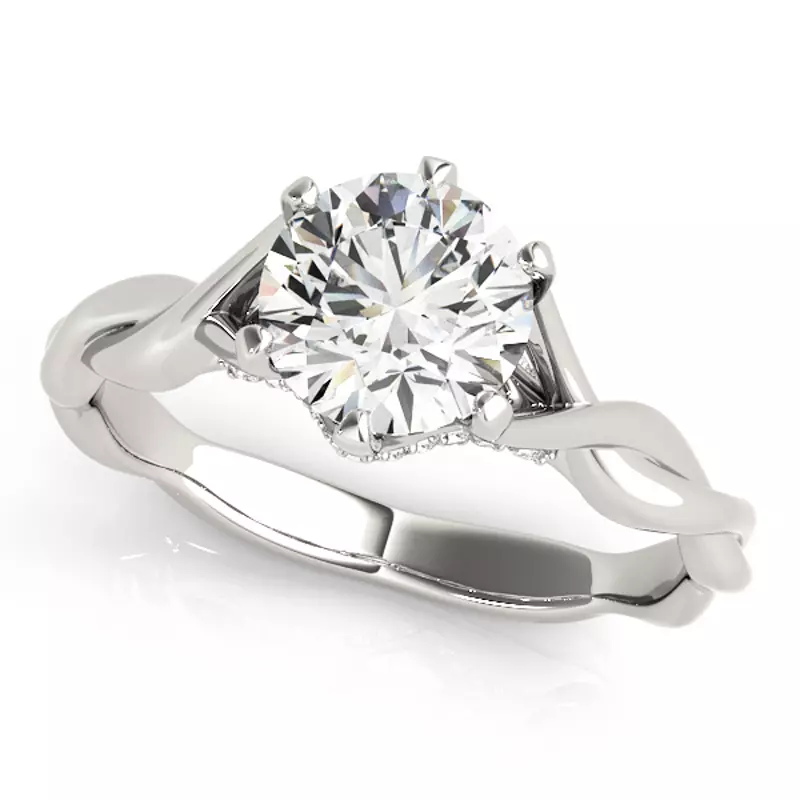 18K White Gold Skylar 6 Prong Twist Engagement Ring