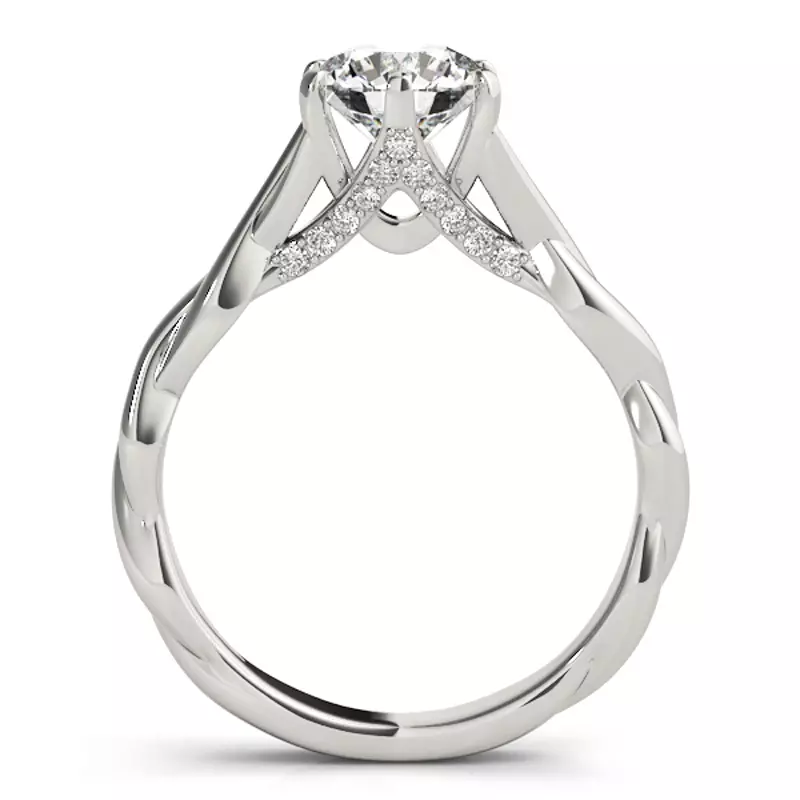 18K White Gold Skylar 6 Prong Twist Engagement Ring