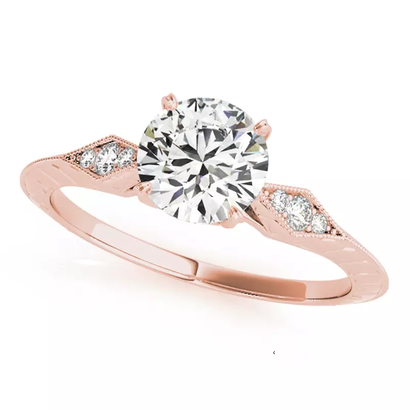 14K Rose Gold Isla 4 Prong Vintage Style Engagement Ring