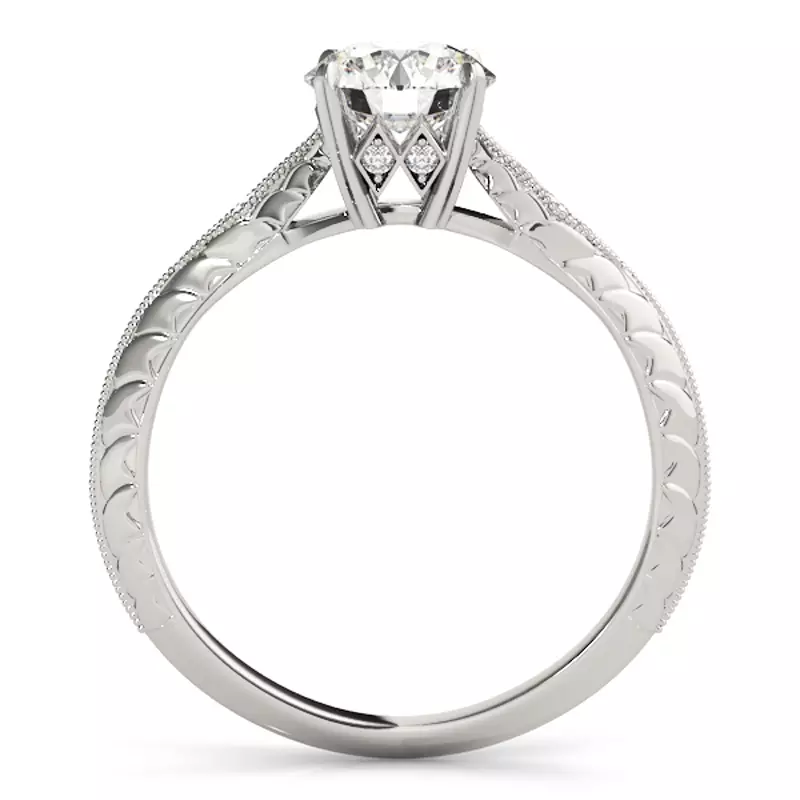 14K White Gold Isla 4 Prong Vintage Style Engagement Ring