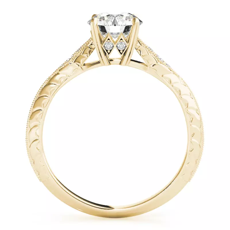 14K Yellow Gold Isla 4 Prong Vintage Style Engagement Ring