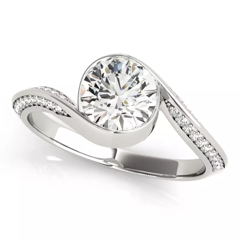 14K White Gold Valencia Pavé Bypass Engagement Ring