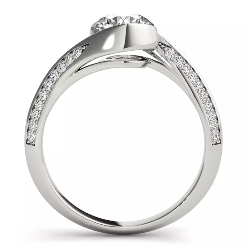 14K White Gold Valencia Pavé Bypass Engagement Ring