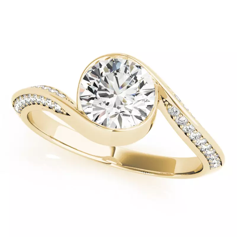 18K Yellow Gold Valencia Pavé Bypass Engagement Ring