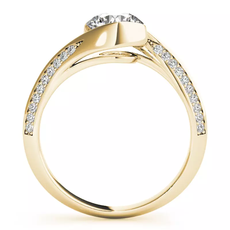 18K Yellow Gold Valencia Pavé Bypass Engagement Ring