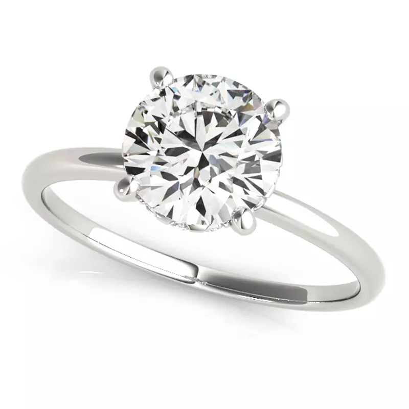 14K White Gold Lillian 4 Prong Martini Style Engagement Ring
