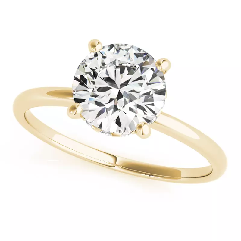18K Yellow Gold Lillian 4 Prong Martini Style Engagement Ring