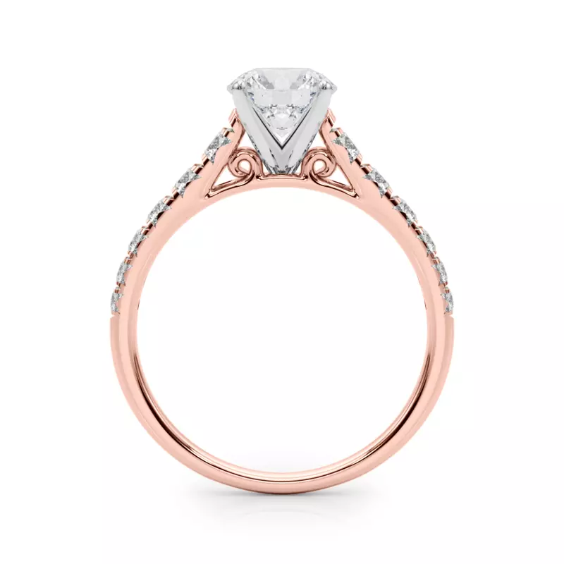 14K Rose Gold Cherie French Pavé Diamond Engagement Ring