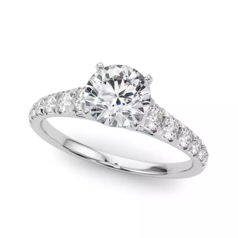 18K White Gold Cherie French Pavé Diamond Engagement Ring