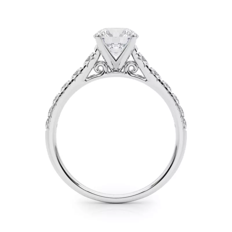 18K White Gold Cherie French Pavé Diamond Engagement Ring