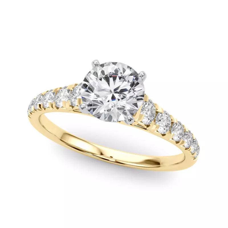 18K Yellow Gold Cherie French Pavé Diamond Engagement Ring