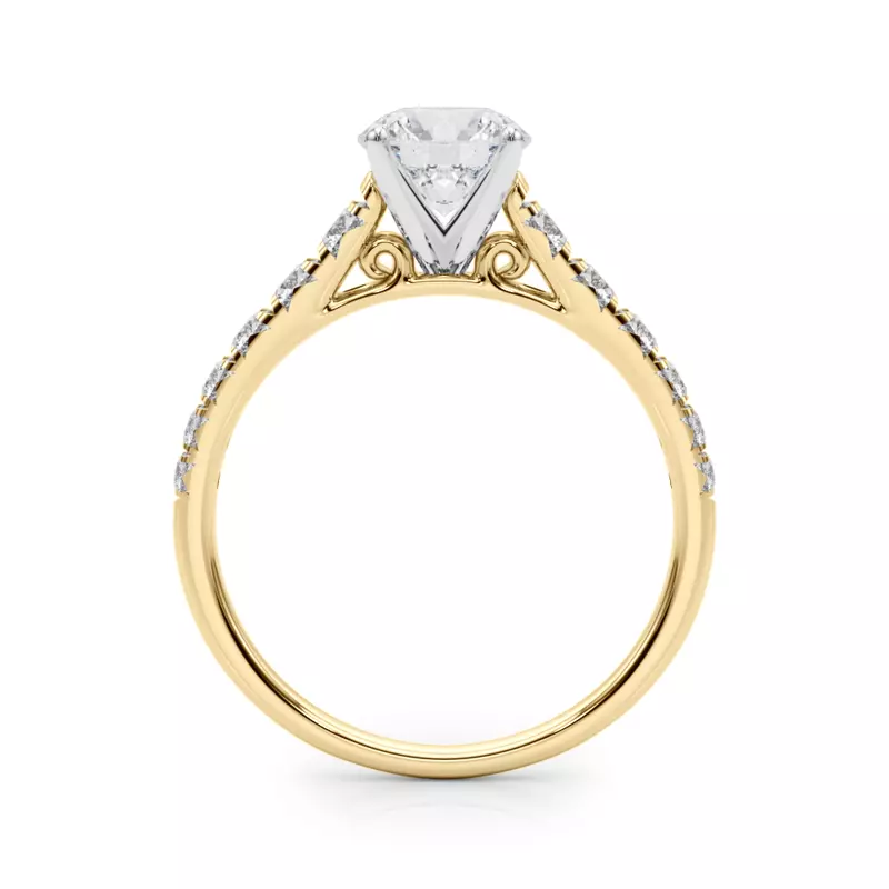 18K Yellow Gold Cherie French Pavé Diamond Engagement Ring