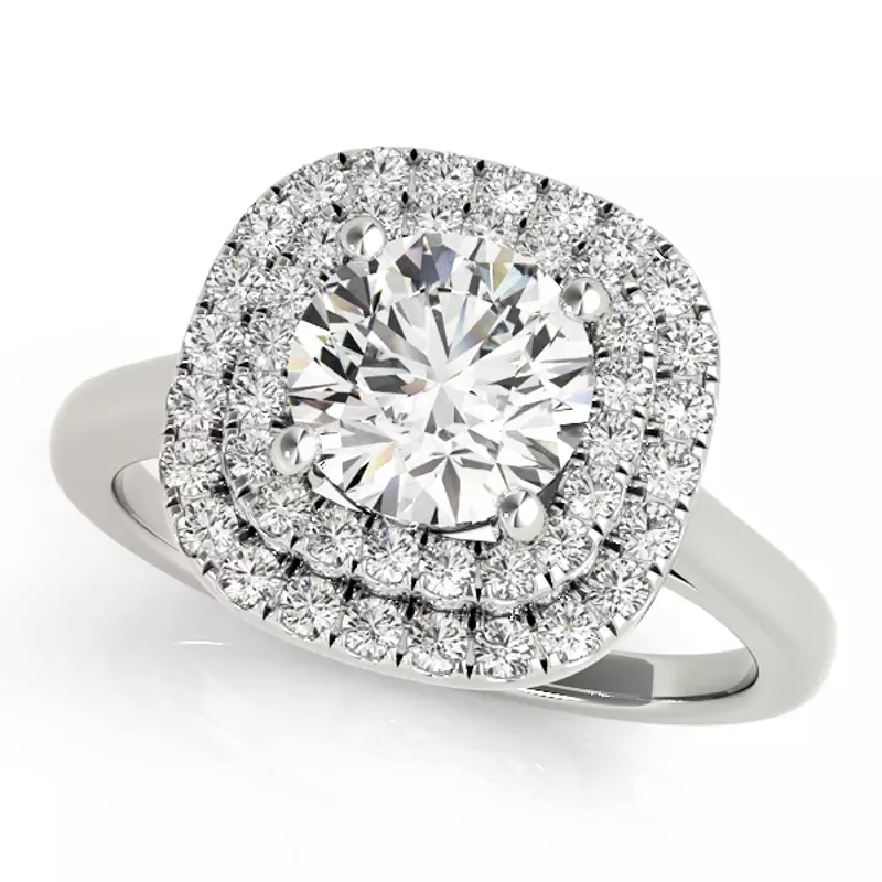 18K White Gold Devon Double Halo Engagement Ring