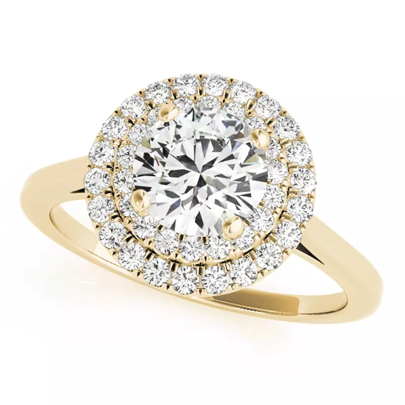 14K Yellow Gold Cairo Double Halo Engagement Ring