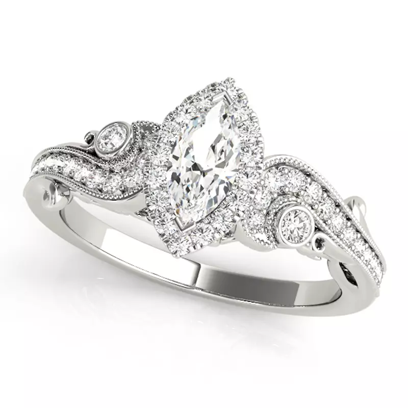 14K White Gold Azariah Halo Engagement Ring