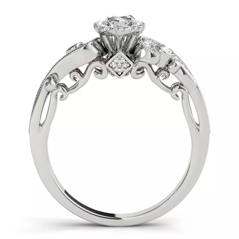 14K White Gold Azariah Halo Engagement Ring