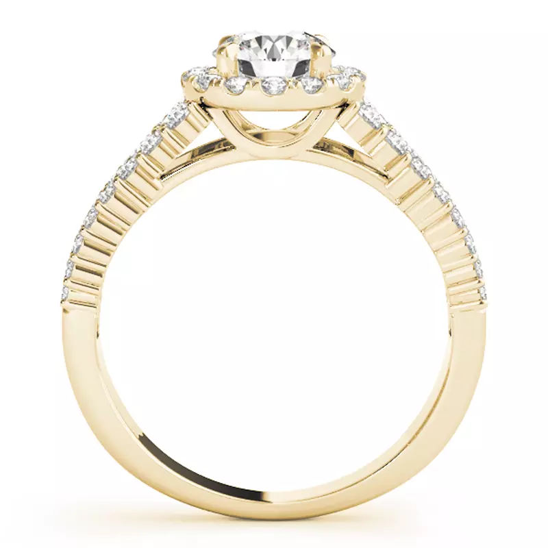 18K Yellow Gold Verona Pavé Diamond Encrusted Halo Engagement Ring