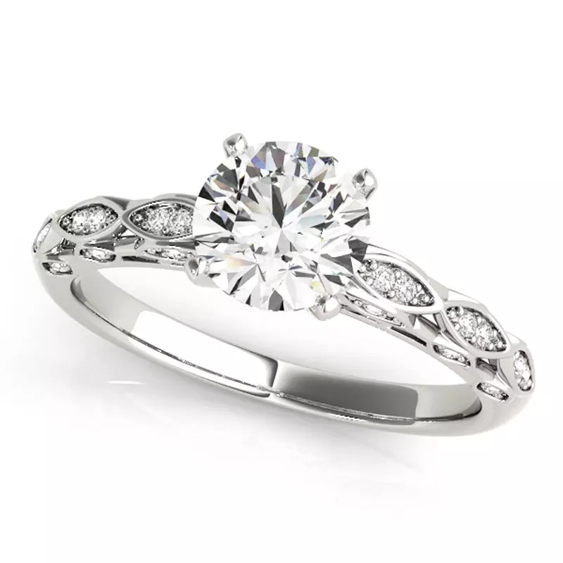 14K White Gold Percy Vintage Inspired Engagement Ring