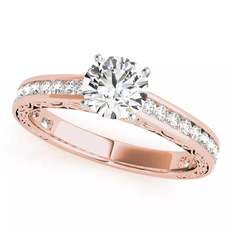 14K Rose Gold Rainey Vintage Inspired Channel Diamond Engagement Ring