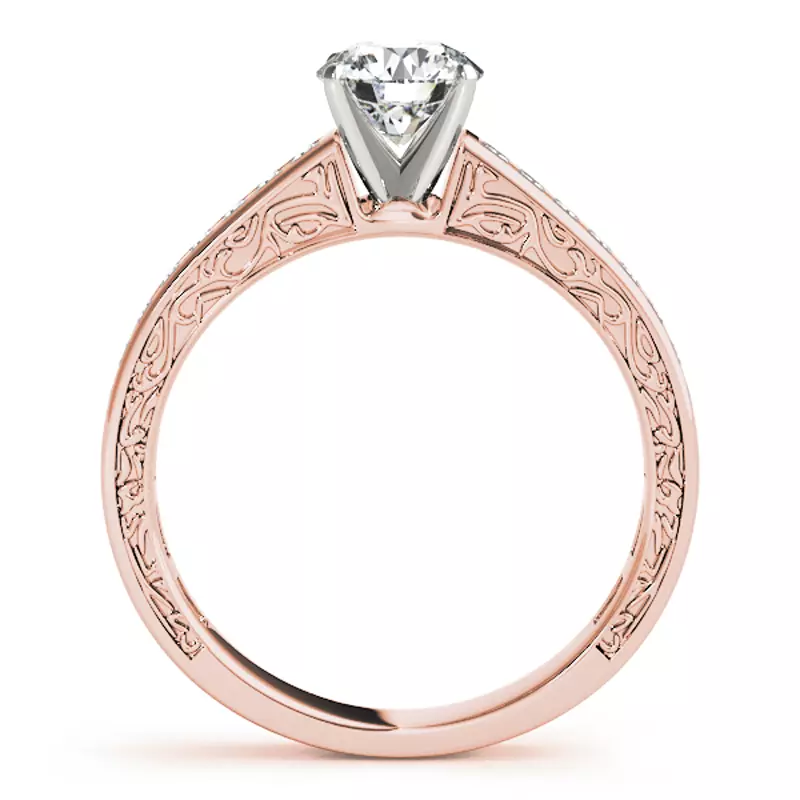 14K Rose Gold Rainey Vintage Inspired Channel Diamond Engagement Ring