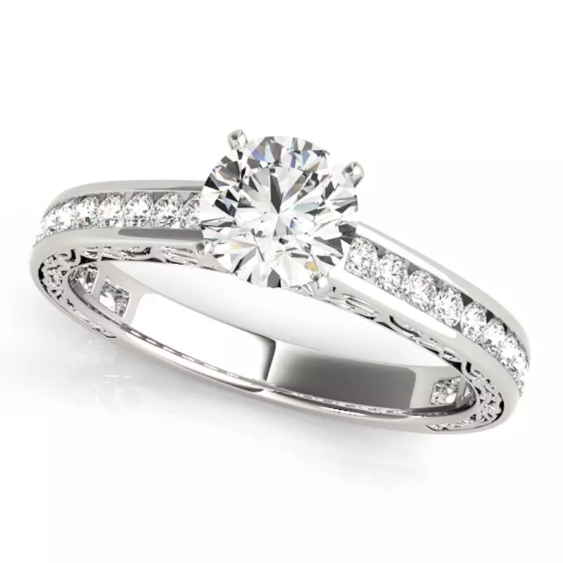 14K White Gold Rainey Vintage Inspired Channel Diamond Engagement Ring