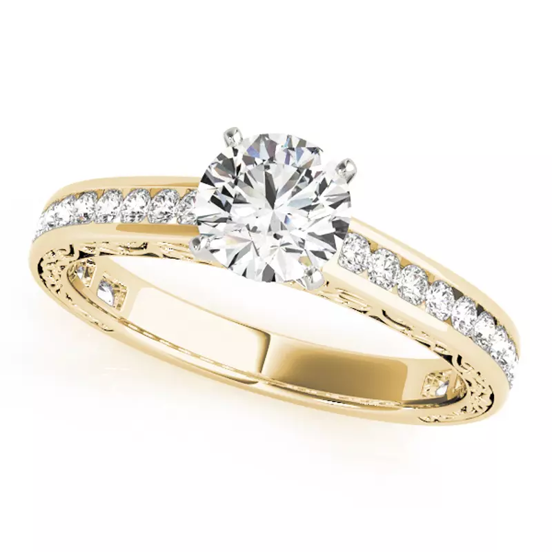 14K Yellow Gold Rainey Vintage Inspired Channel Diamond Engagement Ring