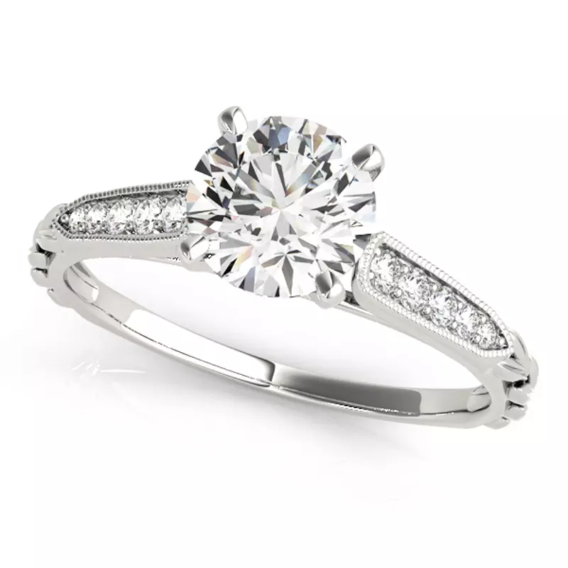 14K White Gold Trudy Vintage Inspired Engagement Ring