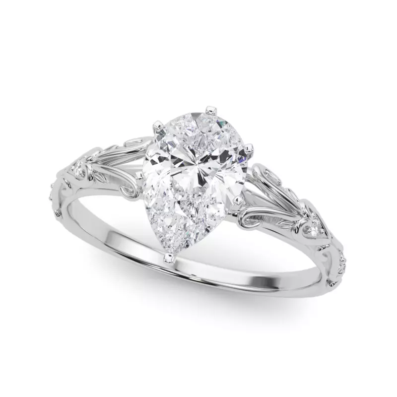 14K White Gold Tegan Vintage Inspired Engagement Ring