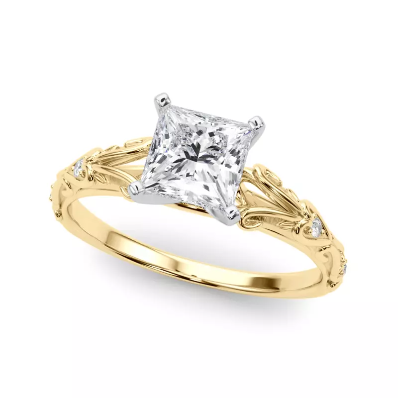 14K Yellow Gold Tegan Vintage Inspired Engagement Ring