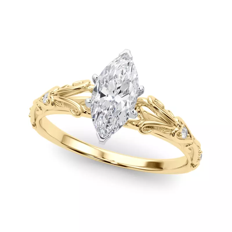 14K Yellow Gold Tegan Vintage Inspired Engagement Ring