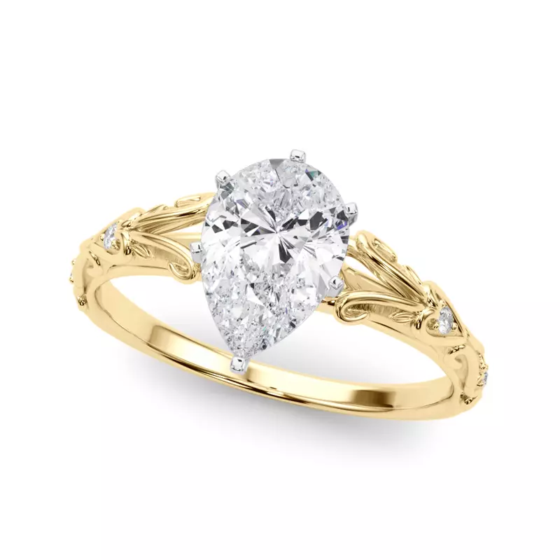 14K Yellow Gold Tegan Vintage Inspired Engagement Ring