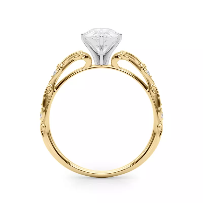 14K Yellow Gold Tegan Vintage Inspired Engagement Ring