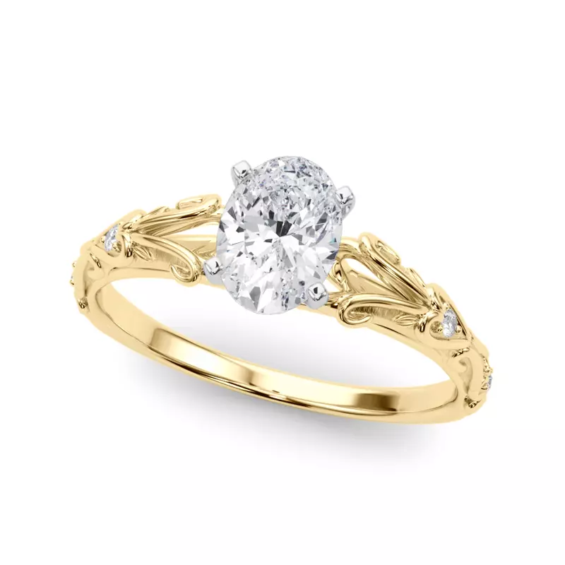 14K Yellow Gold Tegan Vintage Inspired Engagement Ring