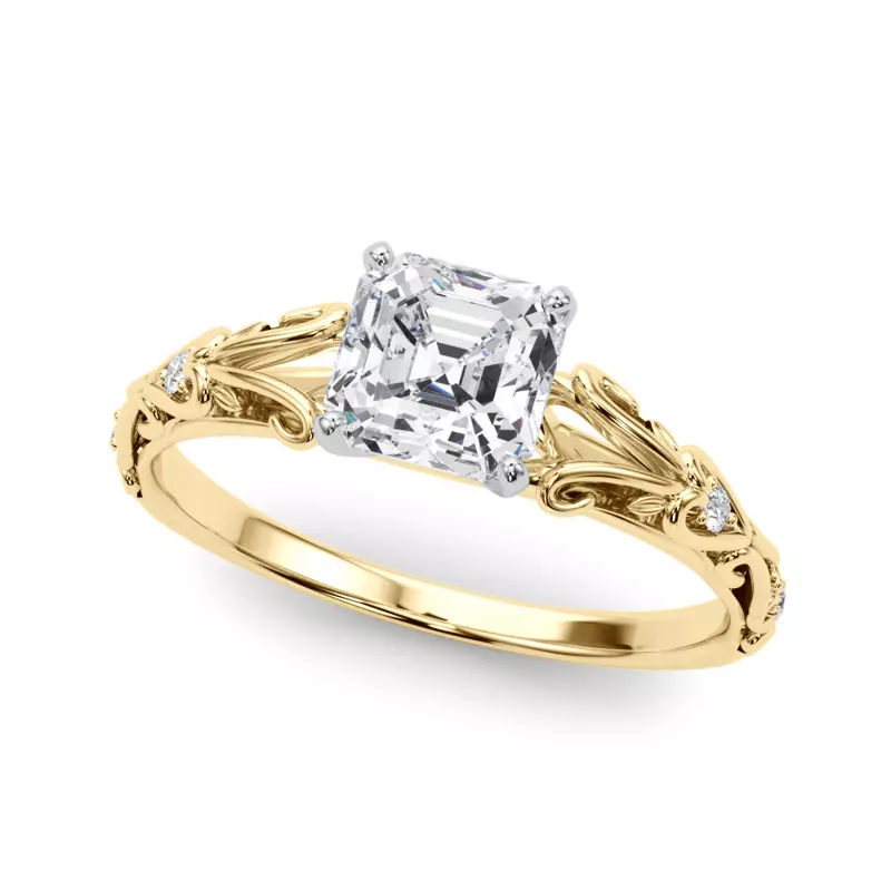 14K Yellow Gold Tegan Vintage Inspired Engagement Ring