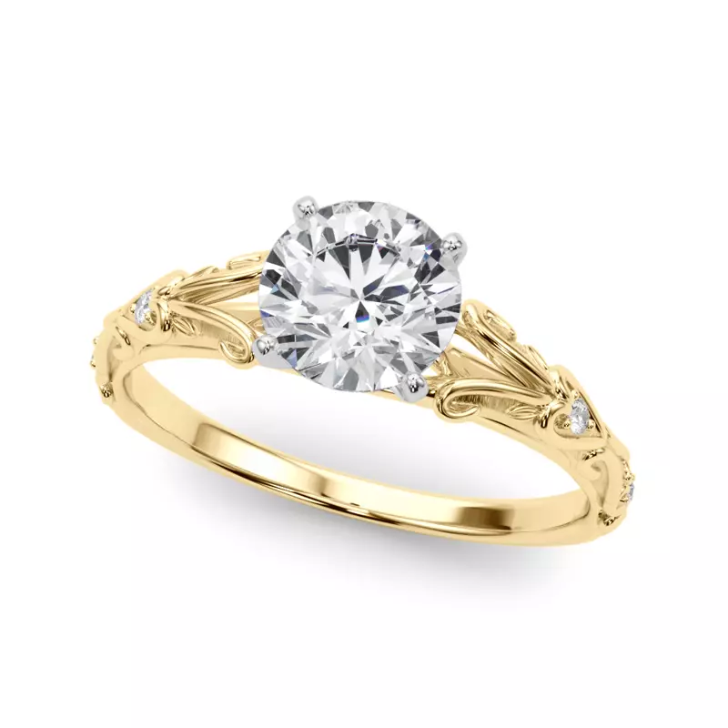 18K Yellow Gold Tegan Vintage Inspired Engagement Ring