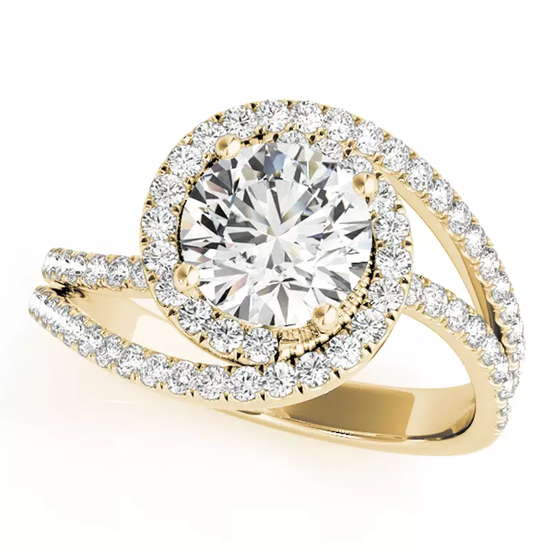 14K Yellow Gold Everest Contemporary Halo Engagement Ring