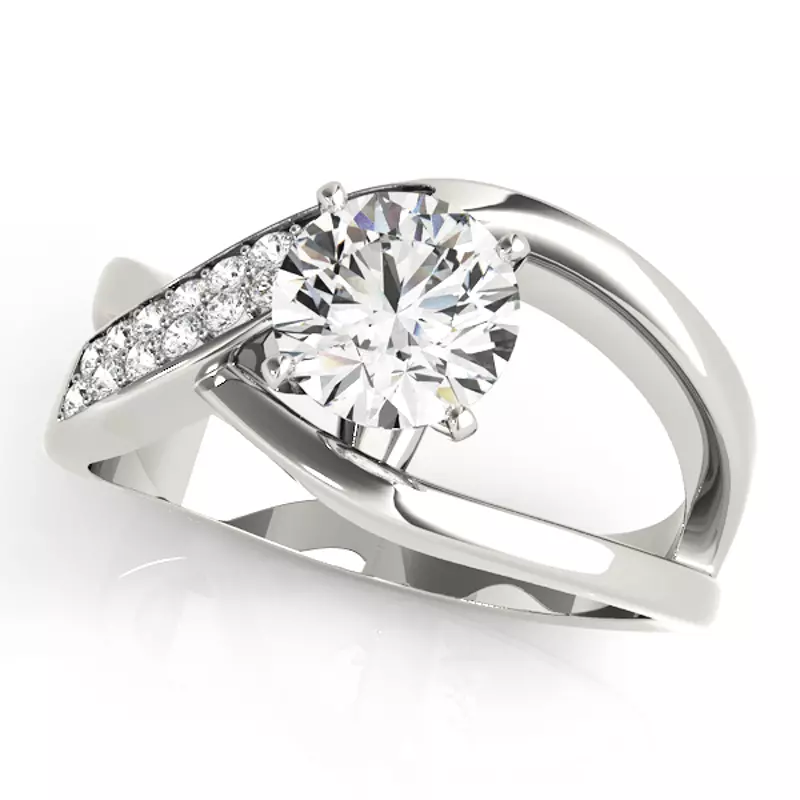 14K White Gold Sloan Contemporary Style Pavé Diamond Engagement Ring