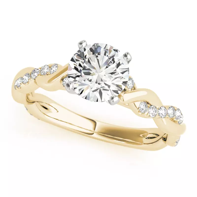 18K Yellow Gold Reine Pavé Diamond Twist Engagement Ring