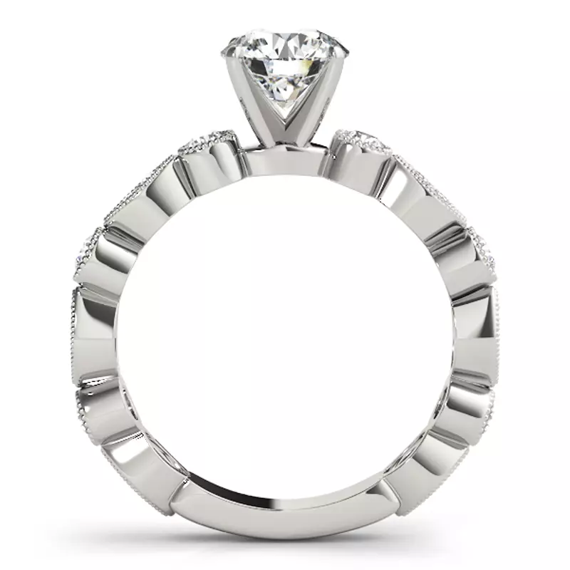 14K White Gold Farida Vintage Inspired Engagement Ring