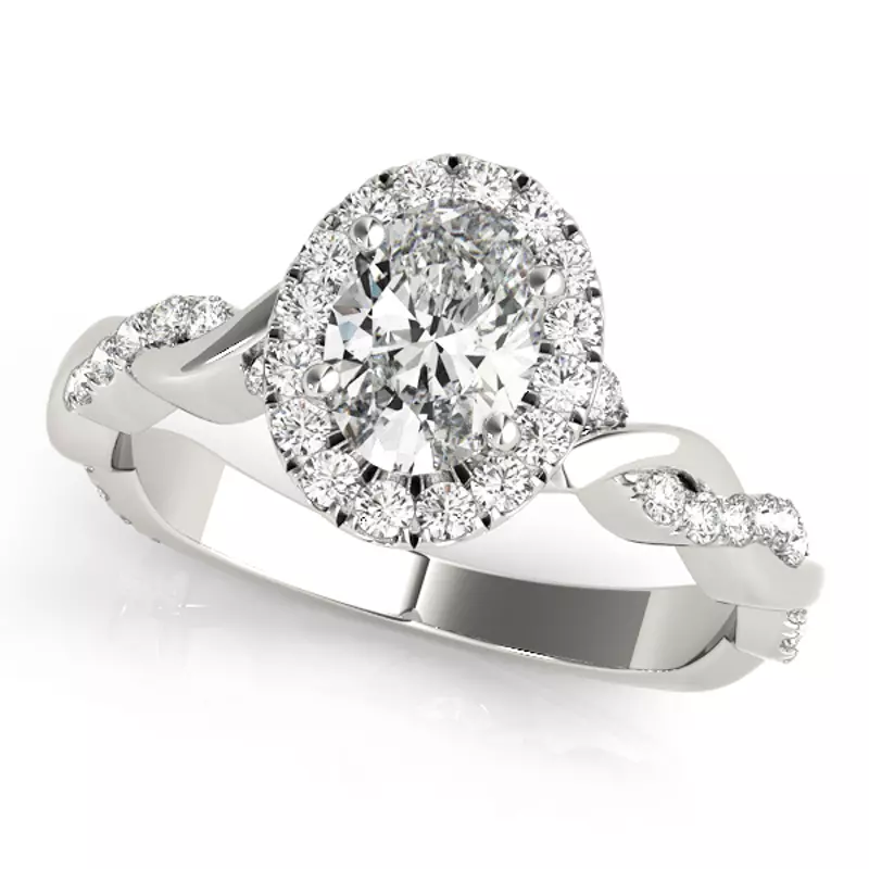 18K White Gold Arizona Halo Engagement Ring