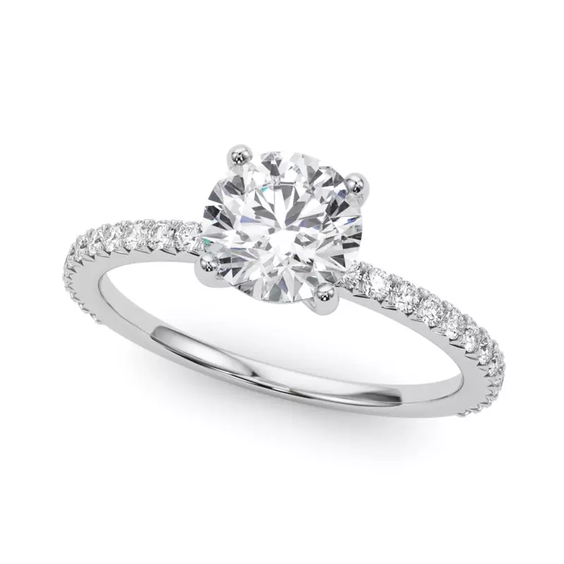 14K White Gold Lily French Pavé Engagement Ring