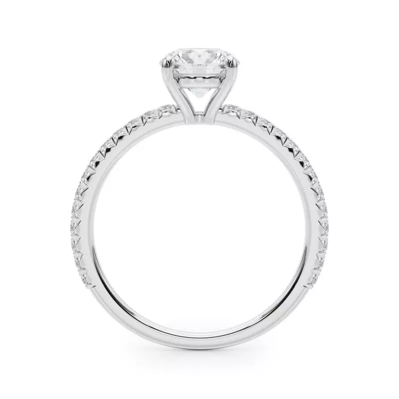 14K White Gold Lily French Pavé Engagement Ring