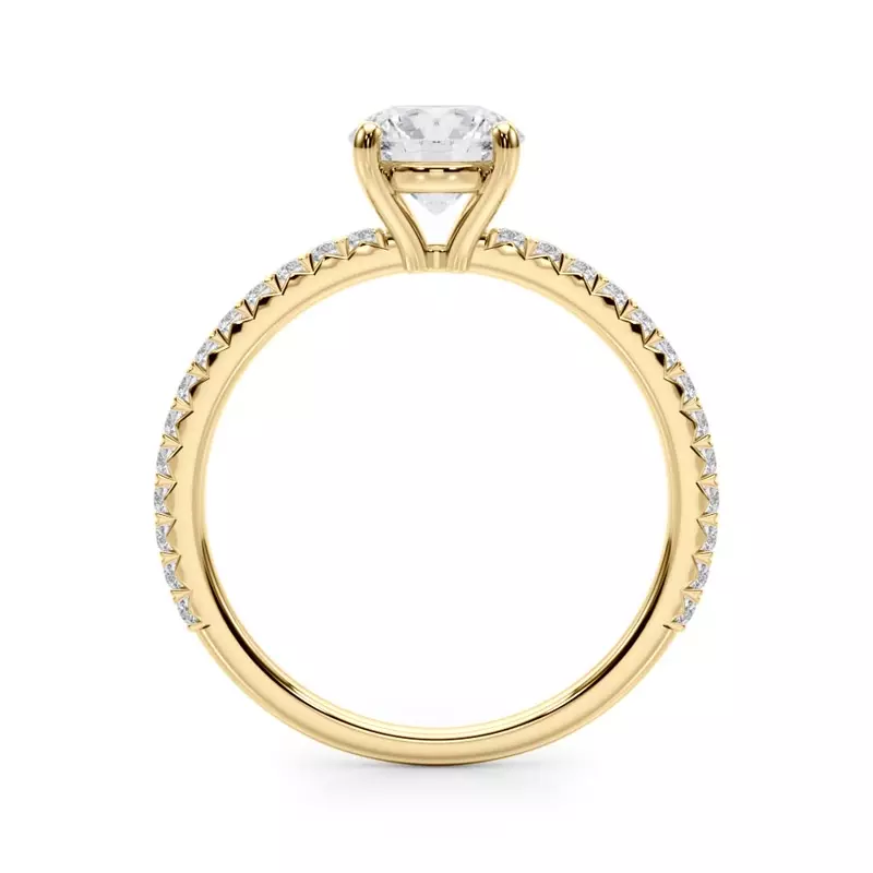 18K Yellow Gold Lily French Pavé Engagement Ring