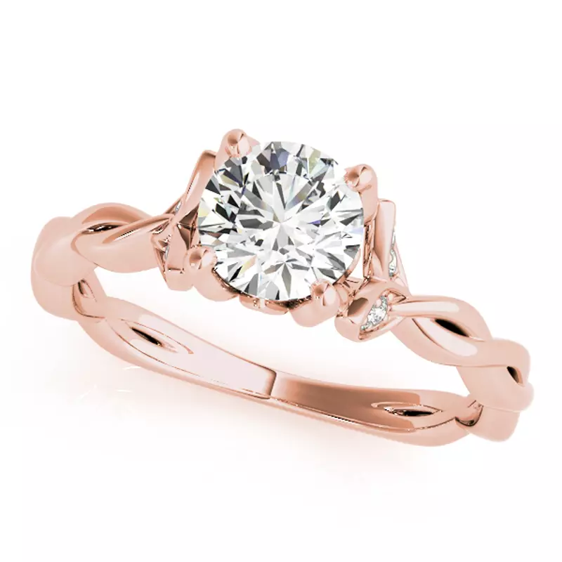 14K Rose Gold Jericho Nature Inspired Engagement Ring With Braided Band