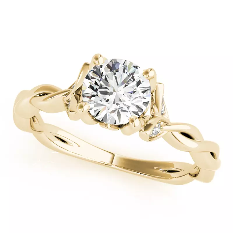 18K Yellow Gold Jericho Nature Inspired Engagement Ring With Braided Band